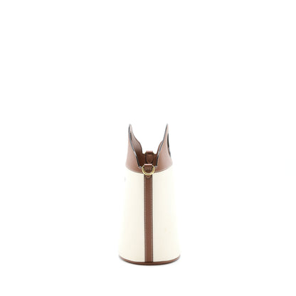 Burberry Bucket Purse Canvas/ Leather Beige/ Brown