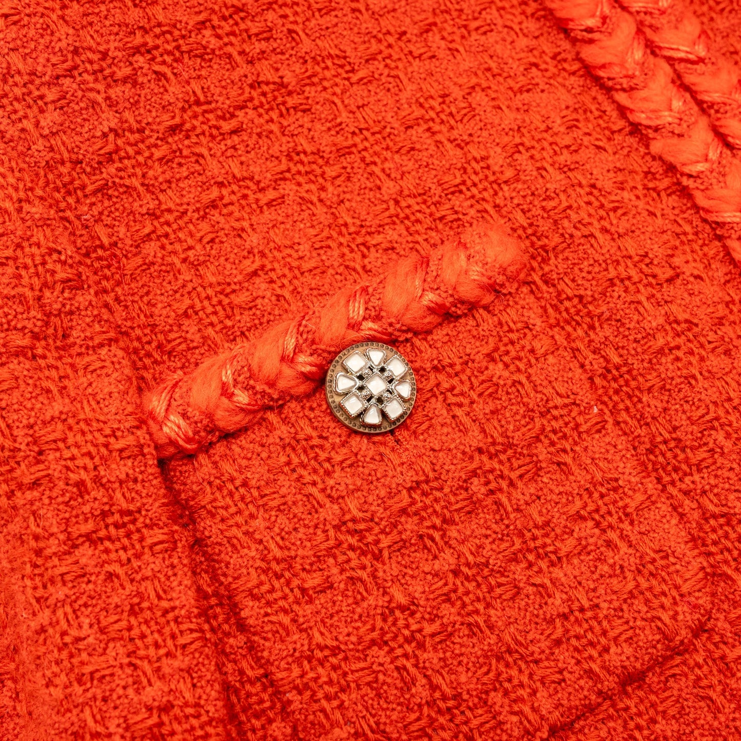 Chanel Size 36 19K Tweed Zip Up Jacket Wool Dark Orange