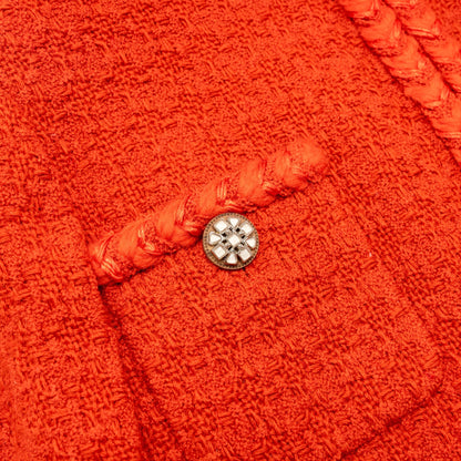 Chanel Size 36 19K Tweed Zip Up Jacket Wool Dark Orange