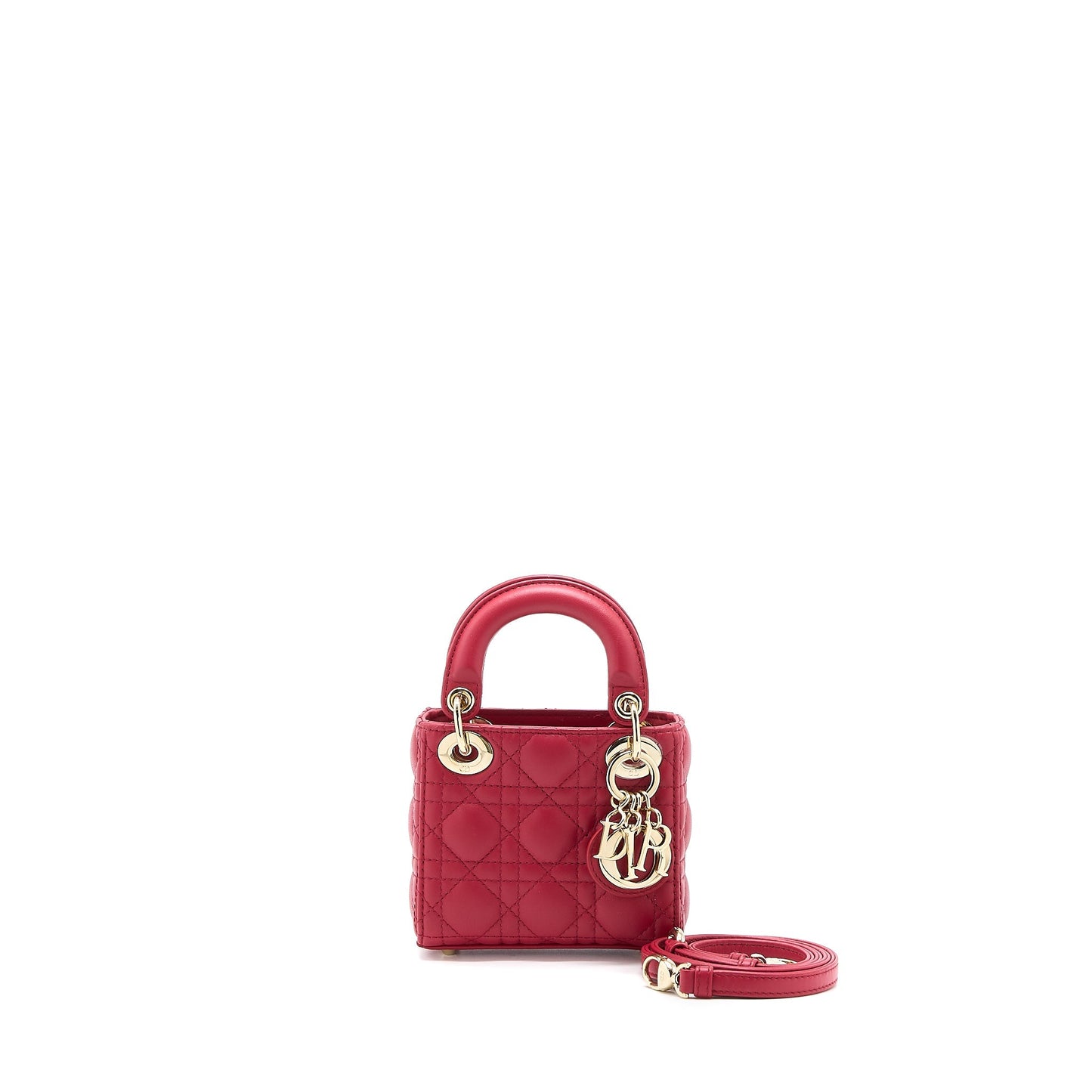 Dior Micro Lady Dior Purse Cannage Lambskin Red