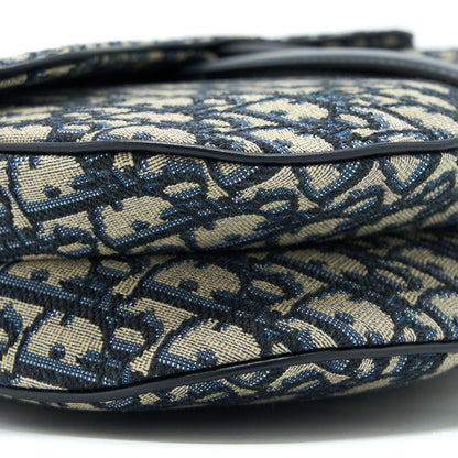 Dior Saddle Purse With Removable Shoulder Strap Blue Oblique Jacquard