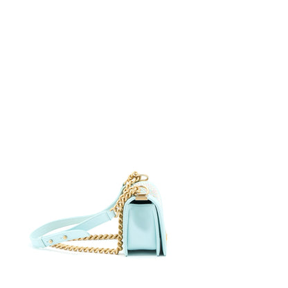 Chanel Small Boy Bag Chevron Calfskin Light Blue/Multicolour Brushed GHW