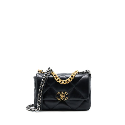Chanel Small 19 Bag Lambskin Black Multicolour Hardware (Microchip)