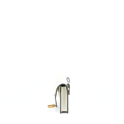 Dior Saddle Belt Purse Grained Calfskin White