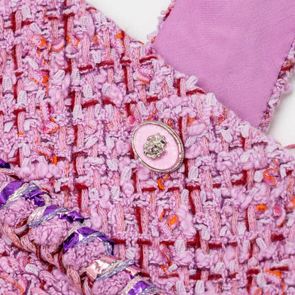 Chanel Size 34 22P Tweed Mini Dress Cotton/Polyester Light Purple / Pink