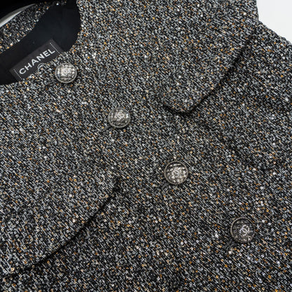 Chanel Size 34 21A Tweed Dress Polyester/Polyamide Black/Silver