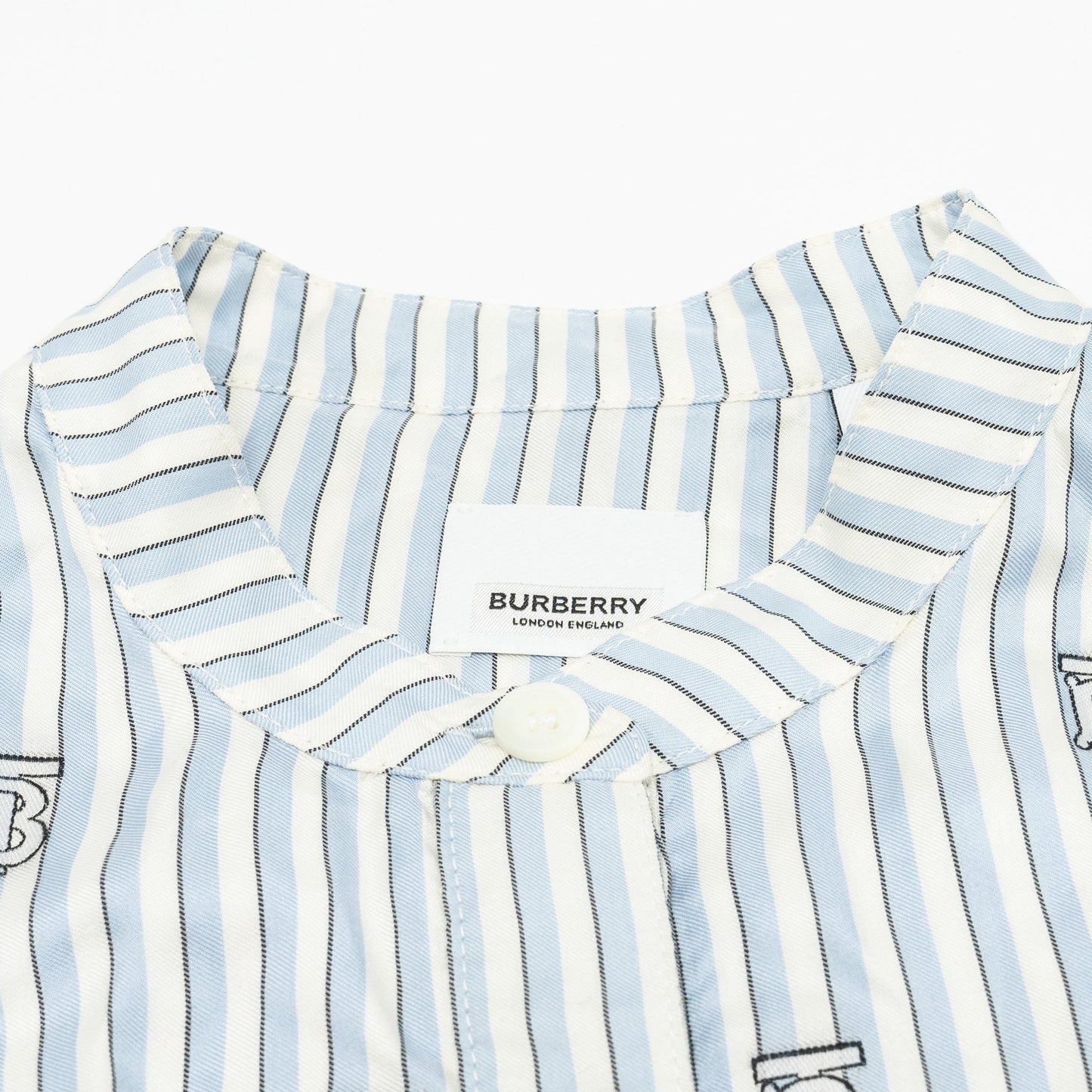 Burberry Size UK8 Logo Shirt Dress Silk Pale Blue