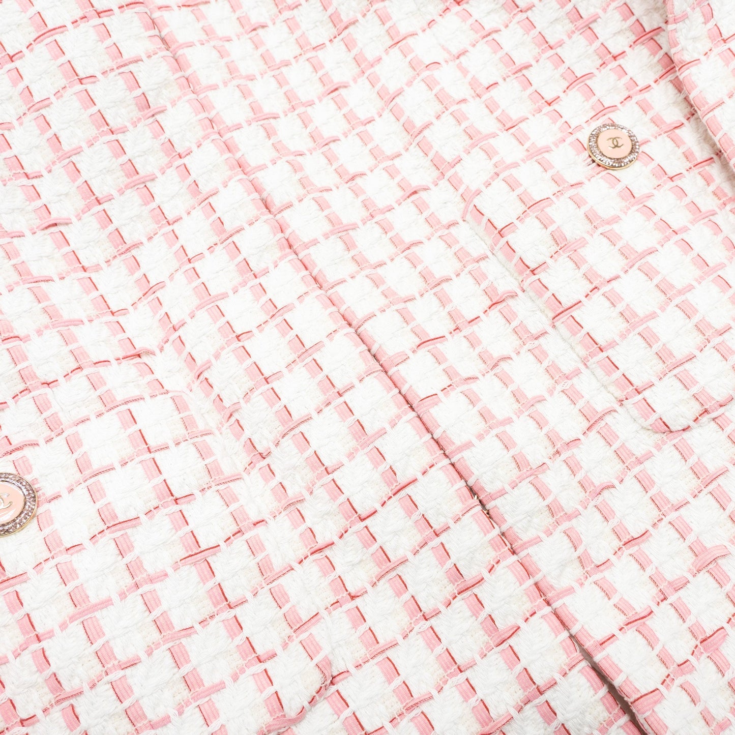 Chanel Size 34 22S Tweed Jacket Cotton/Acrylic Light Pink/White
