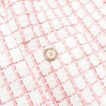 Chanel Size 34 22S Tweed Jacket Cotton/Acrylic Light Pink/White