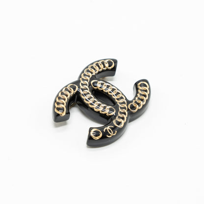 Chanel CC logo Brooch Acrylic Black LGHW