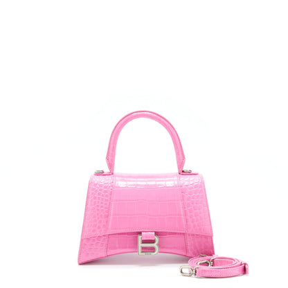 Balenciaga Hourglass Crocodile-Embossed Pink
