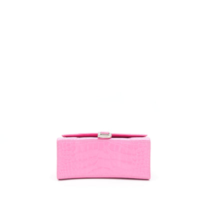 Balenciaga Hourglass Crocodile-Embossed Pink