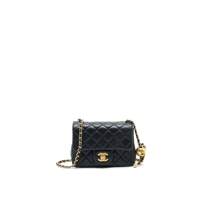 Chanel 22C Pearl Crush Mini Square Rectangular Flap Bag Black GHWï¼Microchip)