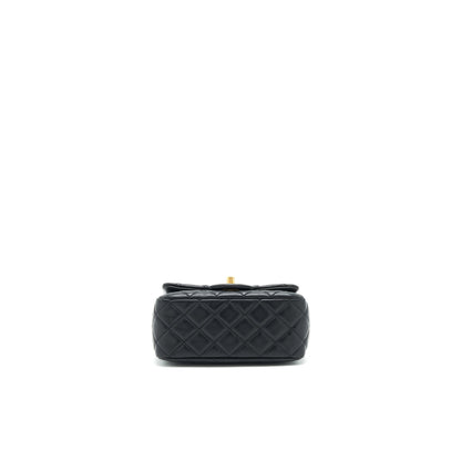 Chanel 22C Pearl Crush Mini Square Rectangular Flap Bag Black GHWï¼Microchip)