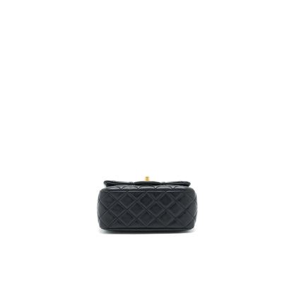 Chanel Pearl Crush Mini Square Flap Bag Lambskin Black GHW