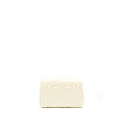 Chanel Envelop Chevron Flap Bag White With Ruthenium Gold Hardware