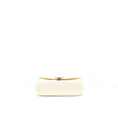 Chanel Envelop Chevron Flap Bag White With Ruthenium Gold Hardware