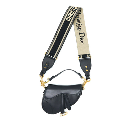Dior Small Saddle Purse Calfskin Black