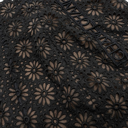 Chanel Size 34 21S Flora Lace Skirt Cotton Black