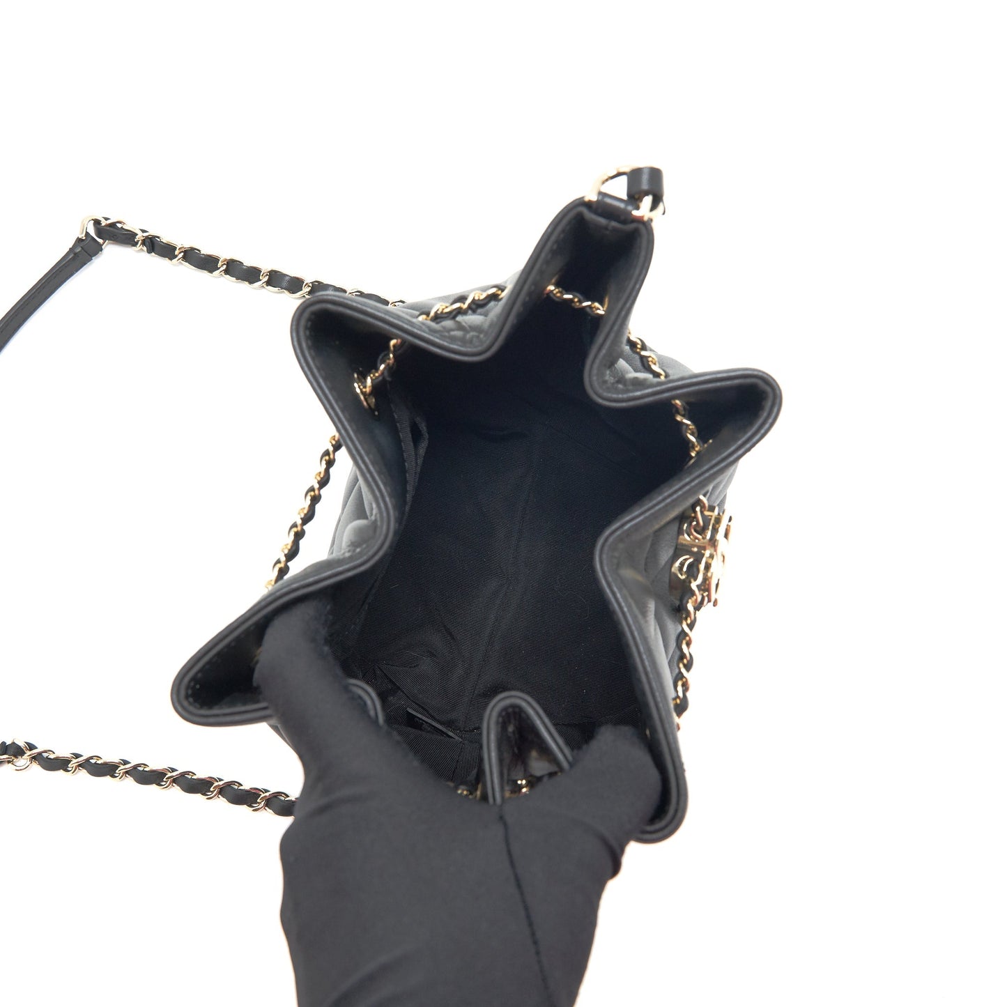 Chanel drawstring Bucket bag Quilted Lambskin Black LGHW