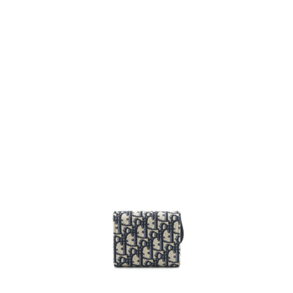Dior Saddle Compact Wallet Blue Oblique Canvas