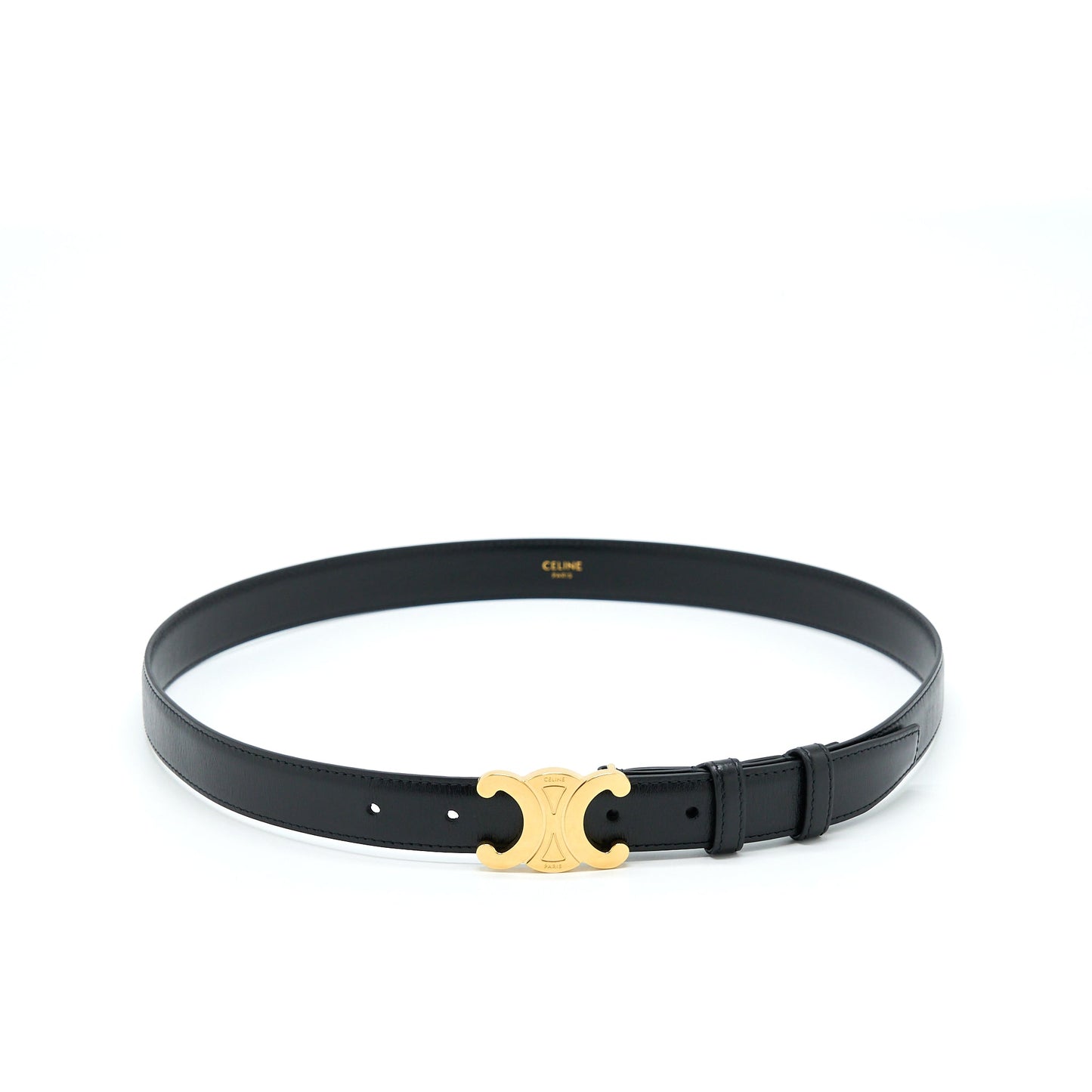 Celine Size 85 Triomphe Belt Smooth Calfskin Black