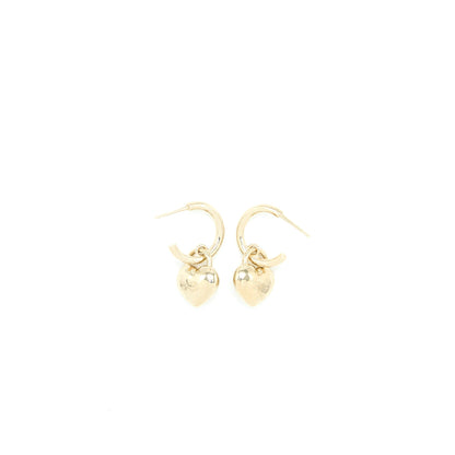 Chanel Heart CC Earrings Light Gold Tone