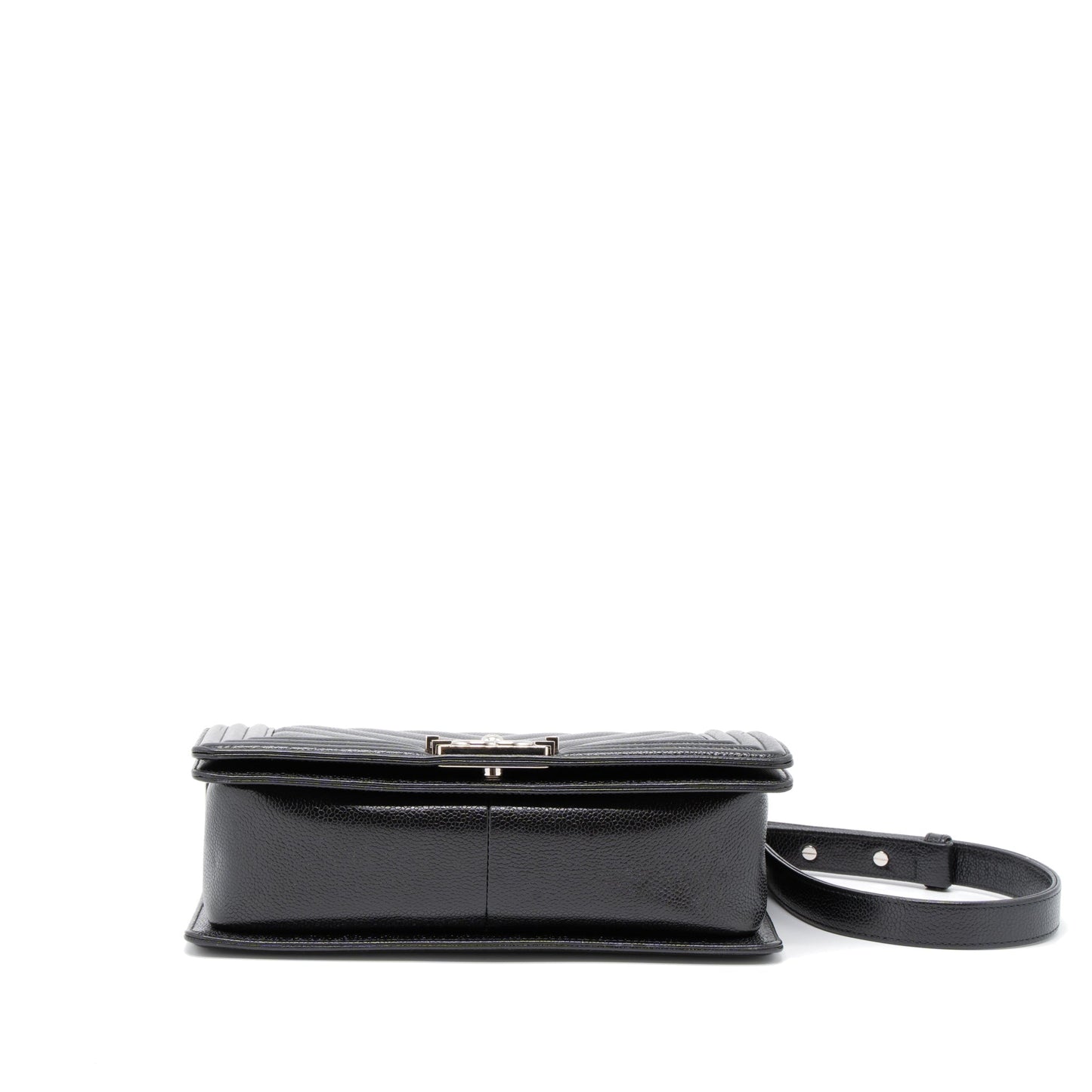 Chanel Medium Boy Bag Chevron Caviar Black SHW