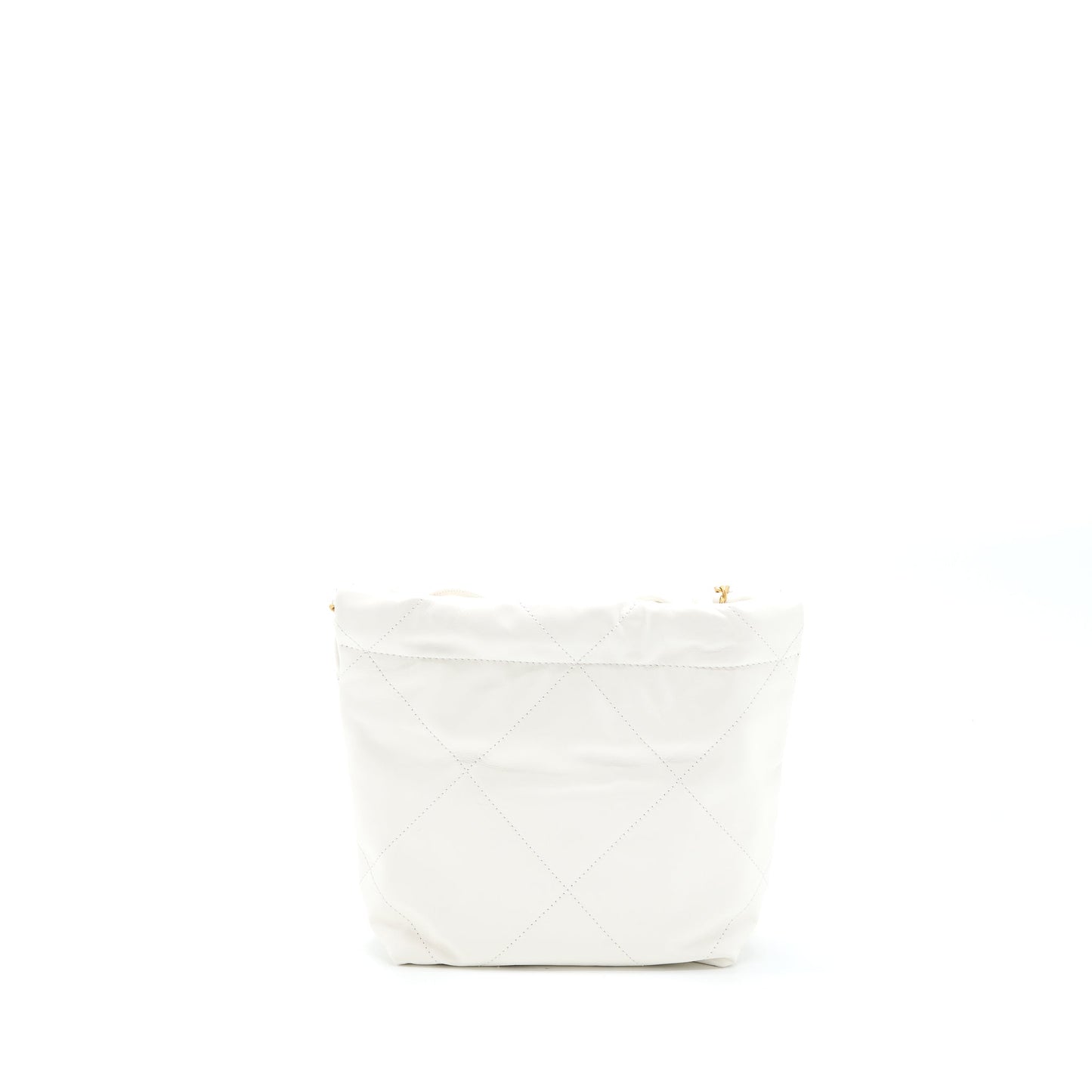 Chanel Mini 22 Bag Shiny Calfskin White Brushed GHW (Microchip)