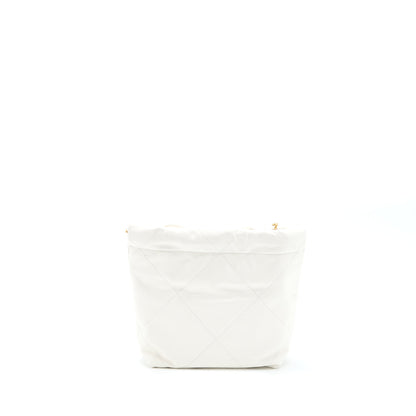 Chanel Mini 22 Bag Shiny Calfskin White Brushed GHW (Microchip)