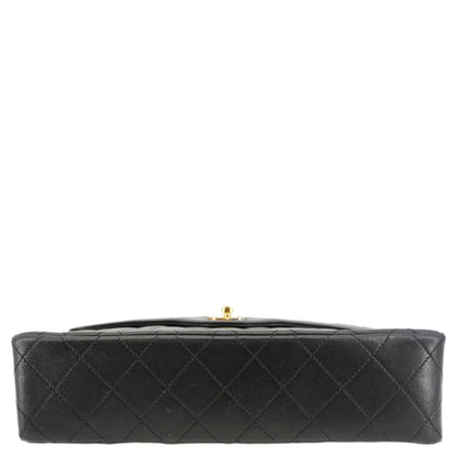 CHANEL Paris Two-Tone CC Logo Quilted Leather Shoulder Bag Black