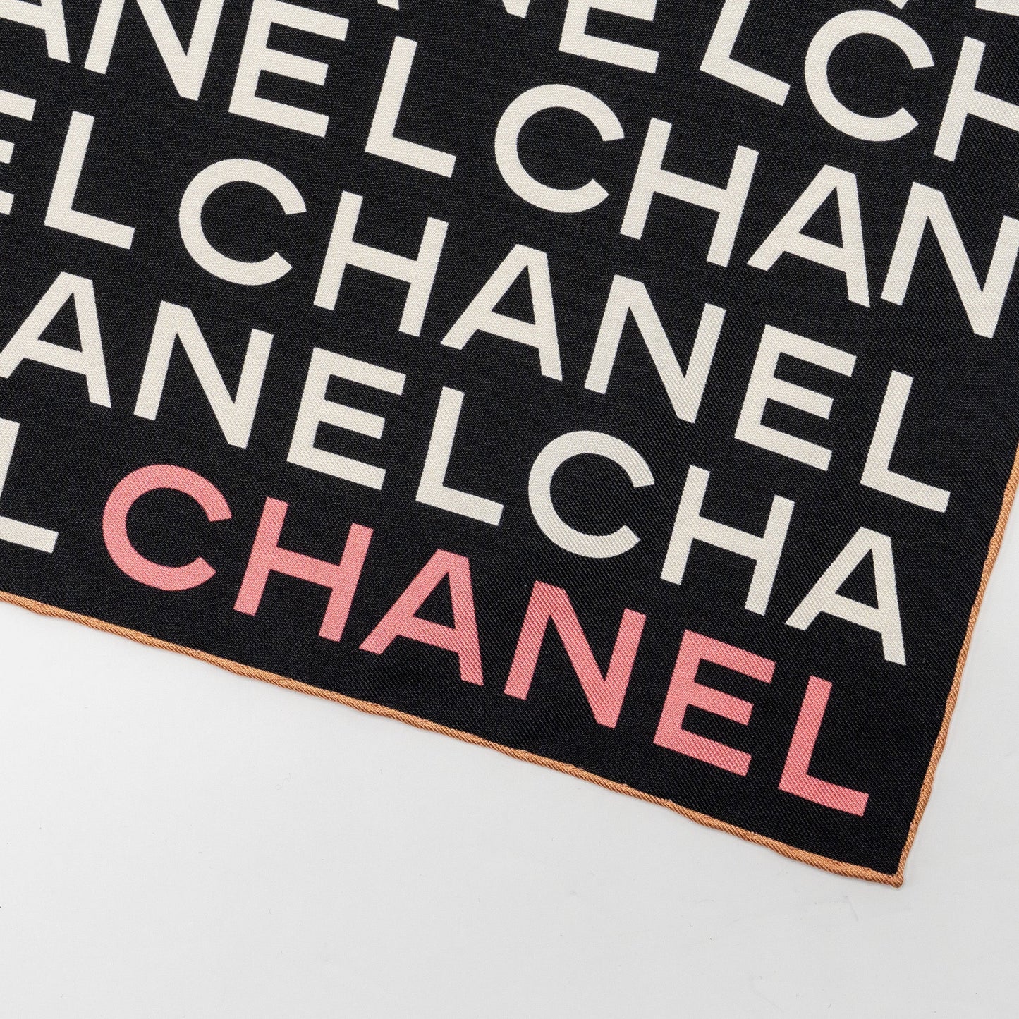 Chanel Letter Square Silk Scarf Black/White/Pink