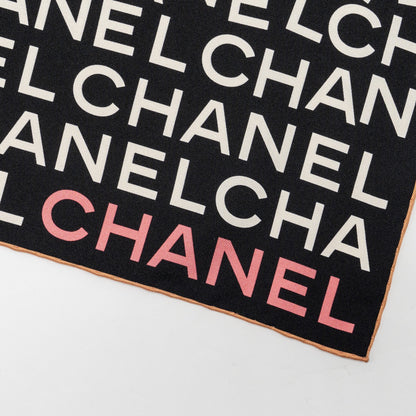 Chanel Letter Square Silk Scarf Black/White/Pink