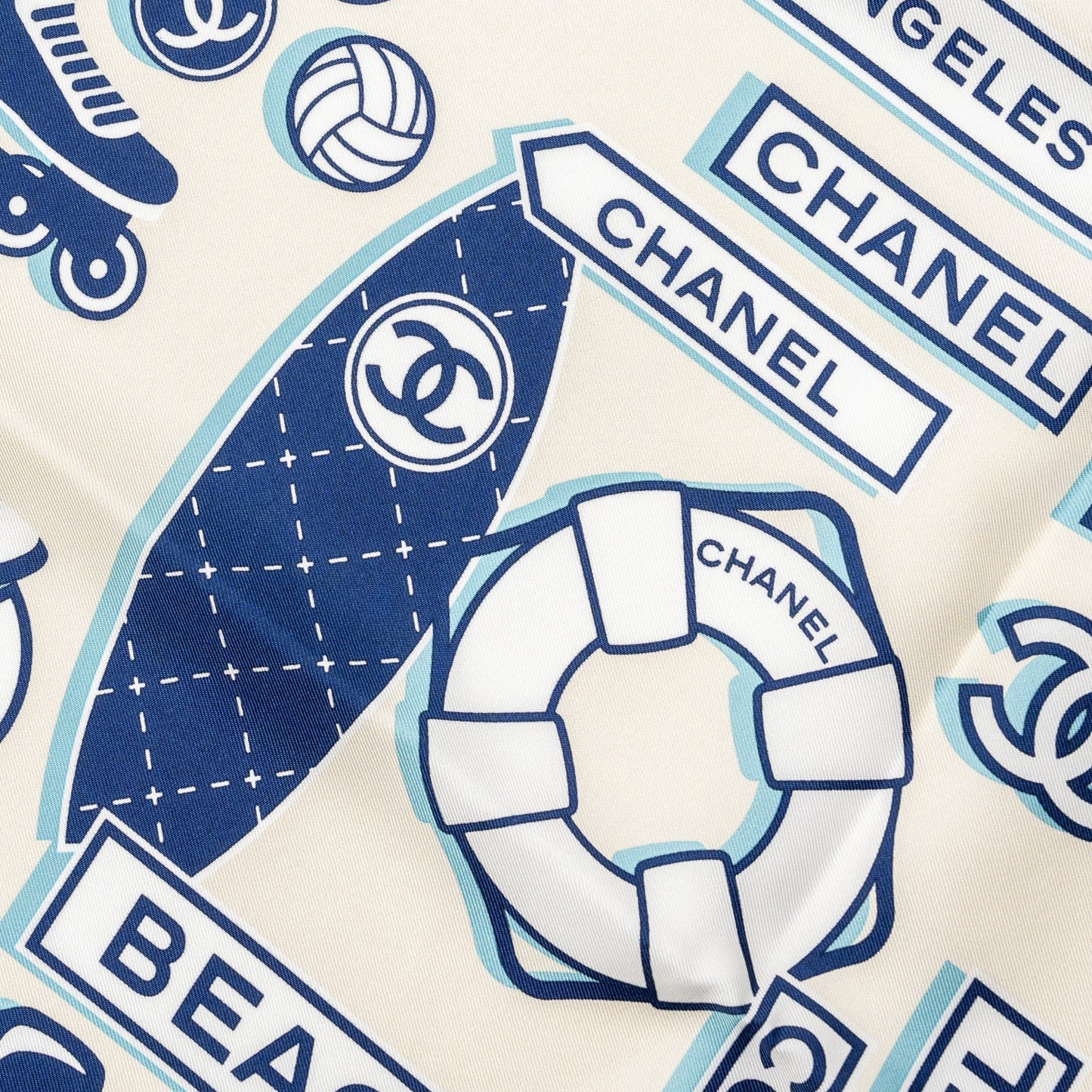 Chanel Holiday Pattern Square Silk Scarf White/Multicolour