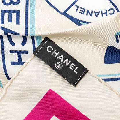 Chanel Holiday Pattern Square Silk Scarf White/Multicolour