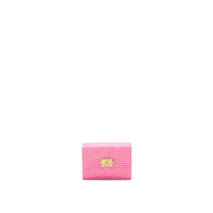 Chanel Boy Small Wallet Pink Brushed Lambskin GHW