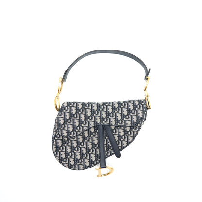 Dior Medium Saddle Purse Blue Oblique Jacquard