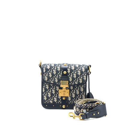 Dior Addict Vertical Messenger Purse Oblique Canvas Blue