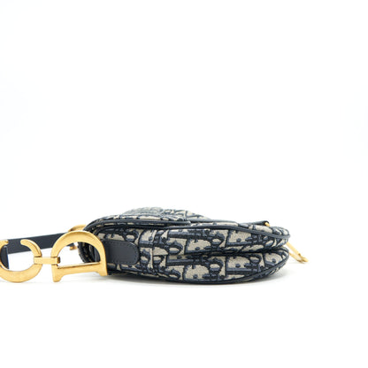 Dior Medium Saddle Purse Blue Oblique Jacquard
