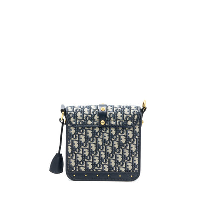 Dior Addict Vertical Messenger Purse Oblique Canvas Blue