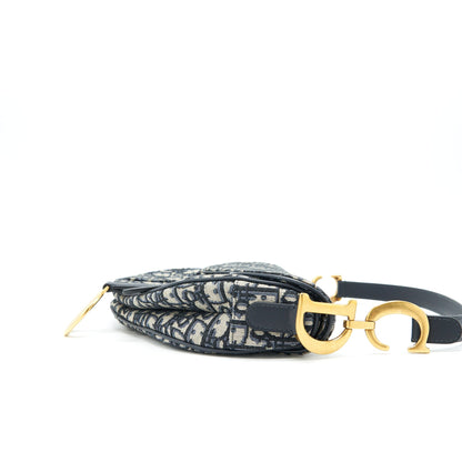 Dior Medium Saddle Purse Blue Oblique Jacquard