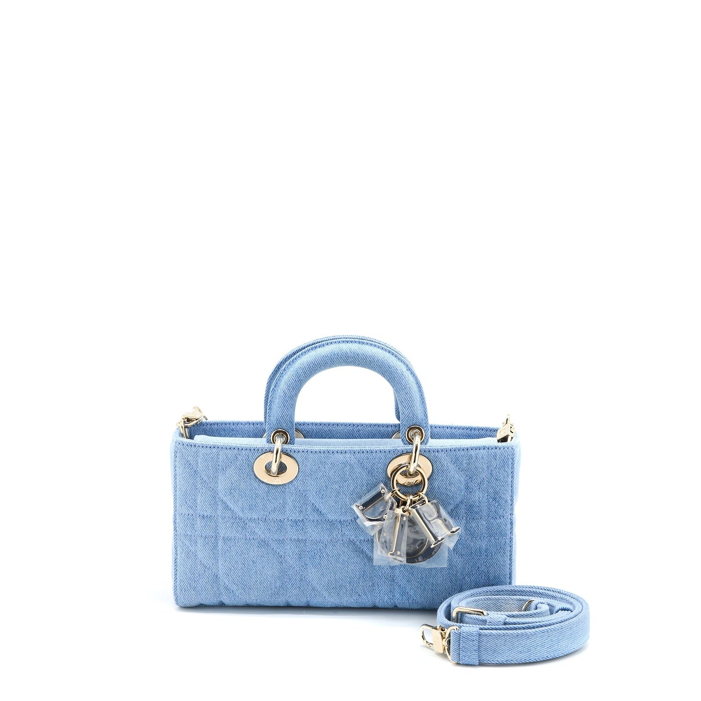 Dior Small Lady D-Joy Purse Macrocannage Denim Blue