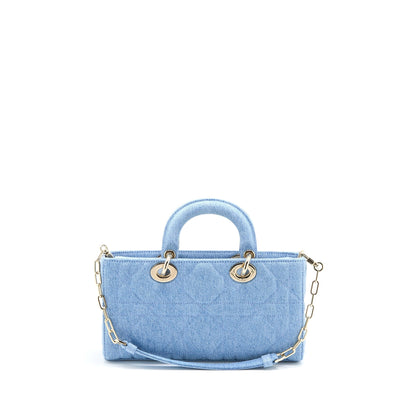 Dior Small Lady D-Joy Purse Macrocannage Denim Blue