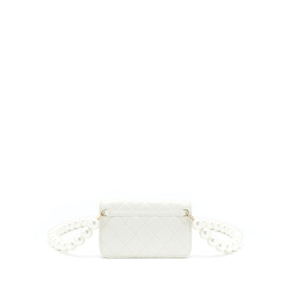 Chanel Grant Pearl Crush Mini Crossbody Bag Lambskin White LGHW