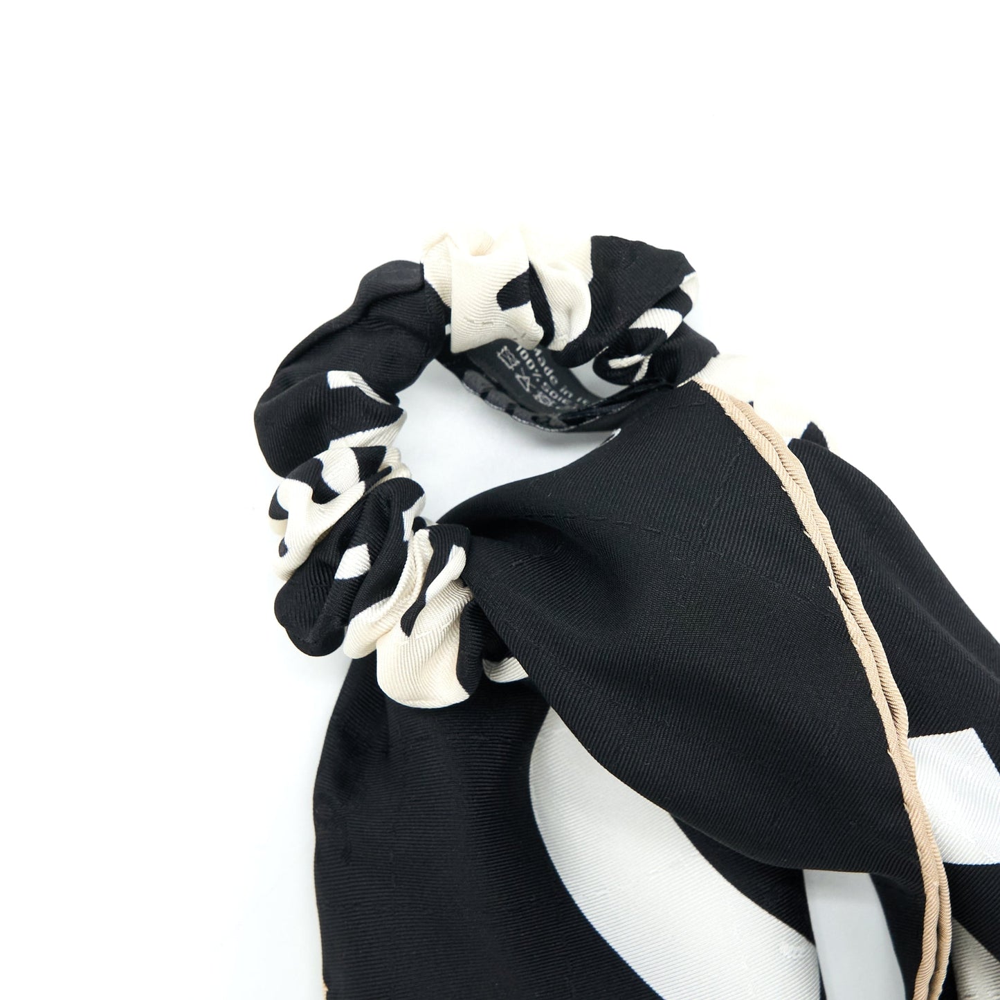 Chanel CC Logo Hair Tie Silk Twill Black/White