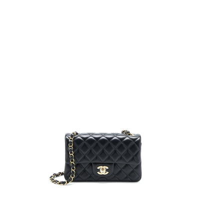 Chanel Classic Mini Rectangular Flap Bag Lambskin Black LGHW (Microchip)