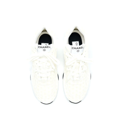 Chanel Size 37.5 22A Trainers Printed Suede Calfskin White