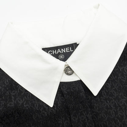 Chanel 21k Size 36 cc logo printed Tunic / Shirt Silk Black/White