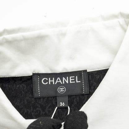 Chanel 21k Size 36 cc logo printed Tunic / Shirt Silk Black/White