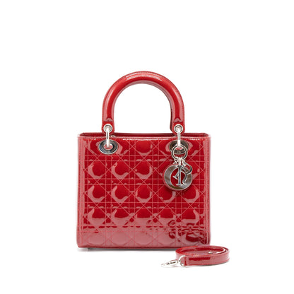 Dior Medium Lady Dior Patent Leather Red